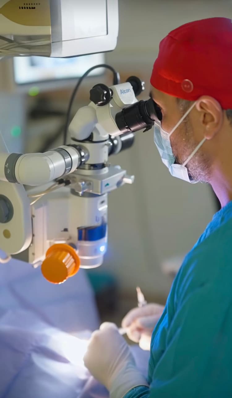 Senior patient receiving eye care